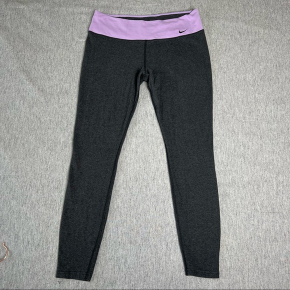 Nike Dri-Fit Grey & Purple Women’s Leggings Size XL - Picture 1 of 10